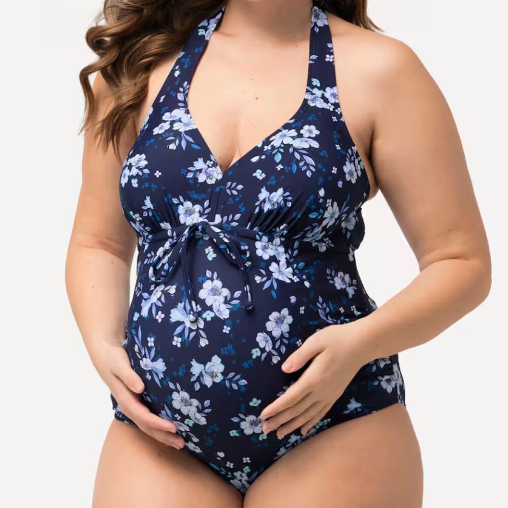 Bellieva Floral Print Maternity Swimsuit, Size 24 regular